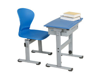 Singoli scrittorio dello studente ed insieme blu della sedia, mobilio scolastico della Tabella di scrittura del bambino dell'aula